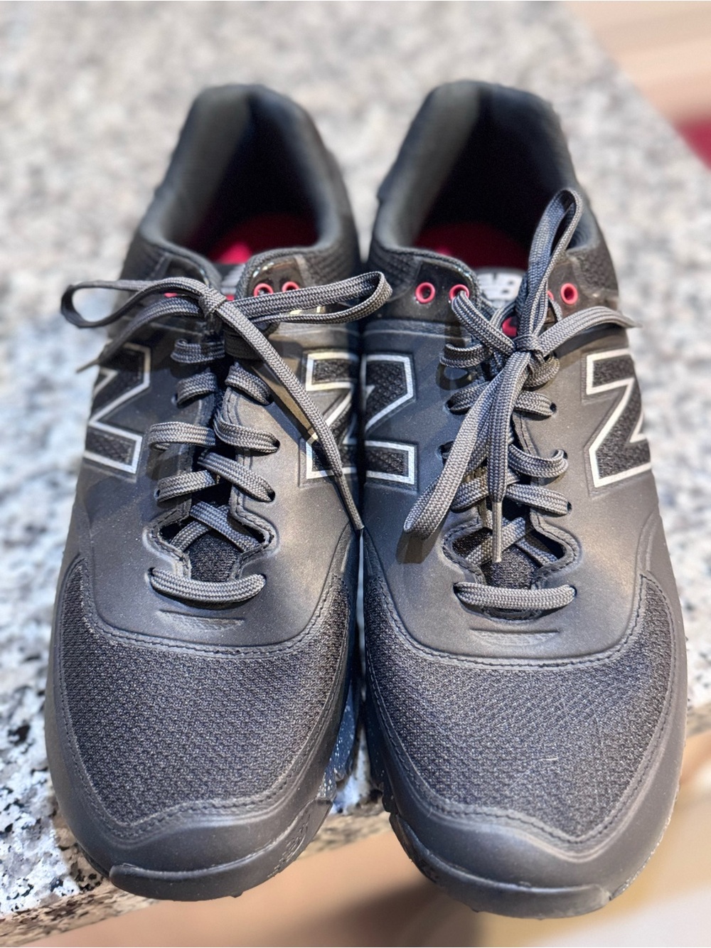 New Balance Men's Black and Pink Accent Sneakers